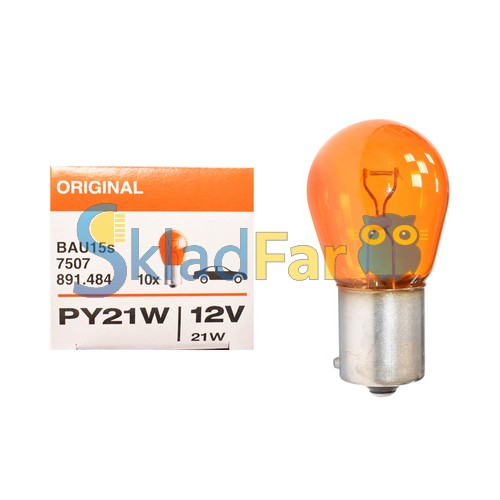 Автолампа OSRAM PY21W 12V 21W янтарная BAU15s желтая