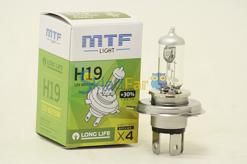 Автолампа MTF H19 12v 60/55w - Standard +30%