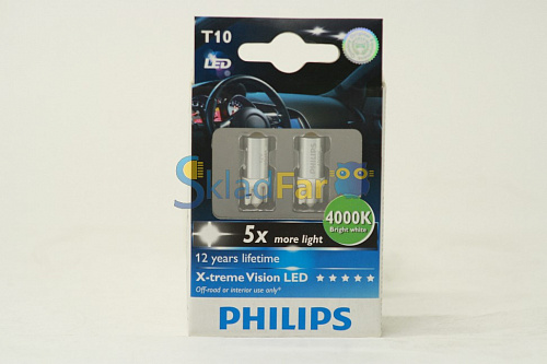 Светодиоды PHILIPS T10, 4000K (габариты)