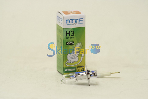 Автолампа MTF  H3 12v 55w - Standard +30%