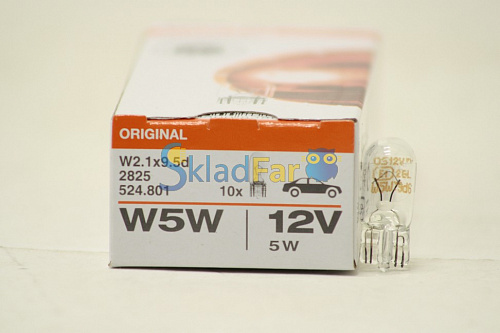 Автолампа OSRAM W5W 12V 5W W2,1x9,5d