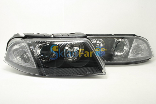 Фары комплект VW PASSAT B5+ 00-04 с ЛИНЗА, черные, под корректор