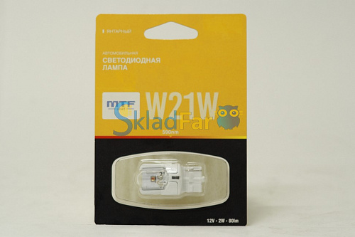 Светодионная лампа MTF Light 12B, 6Bт W21W янтарная