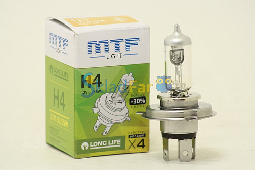 Автолампа MTF  H4 12v 60/55w - Standard +30%