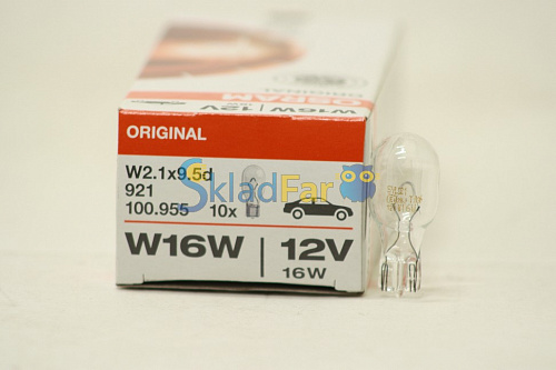 Автолампа OSRAM W16W 12V W2, 1x9,5d