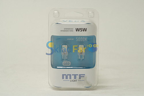Лампа светодиодная MTF Light, VEGA  W5W/T10, 12V, 1W, 5000К, белый свет