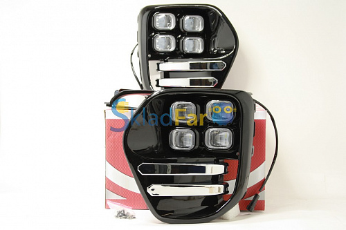 Противотуманки комплект LED KIA SPORTAGE 16-18 c оправами (глянец), без проводки