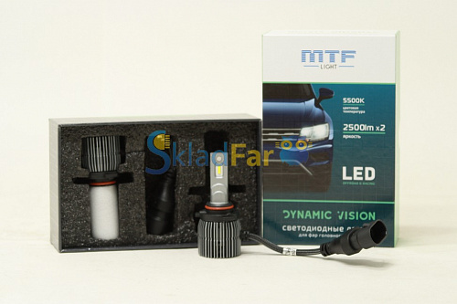 Светодиодные лампы MTF Light, серия DYNAMIC VISION LED, HB3(9005), 28W, 2500lm, 5500K, кулер, 2шт.	