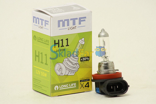 Автолампа MTF  H11 12v 55w - Standard +30%